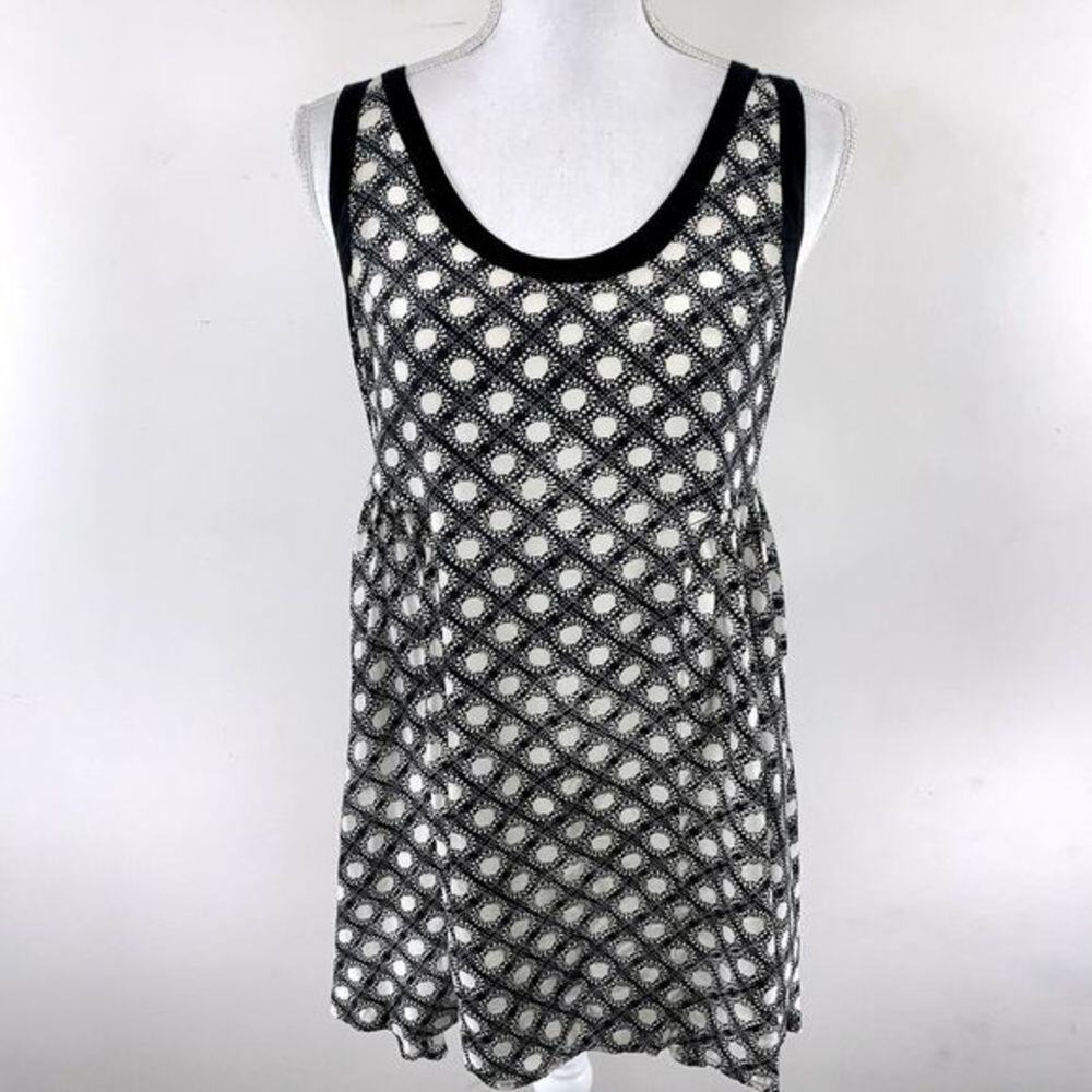 FREE PEOPLE Mini Dress Size XS Floral Pleated Sleeveless Black White‎ Zip